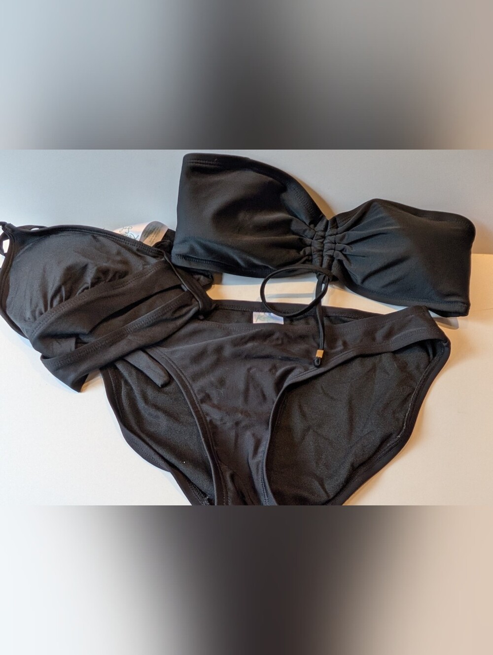 Kona Sol Black Bikini Set Plus An Extra Time And Tru Bandeau Top!